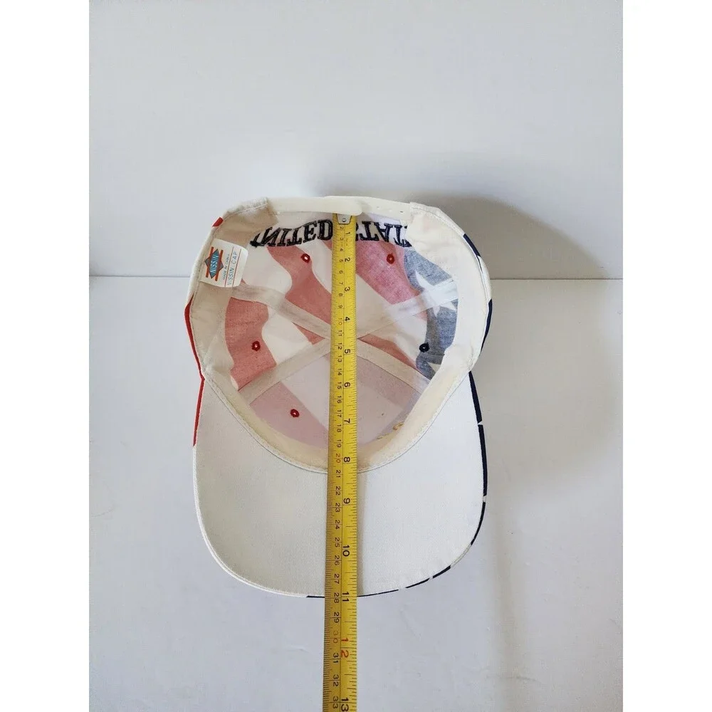 Vintage USA United States Stars Snapback Hat Nissin Cap Adjustable, White Red